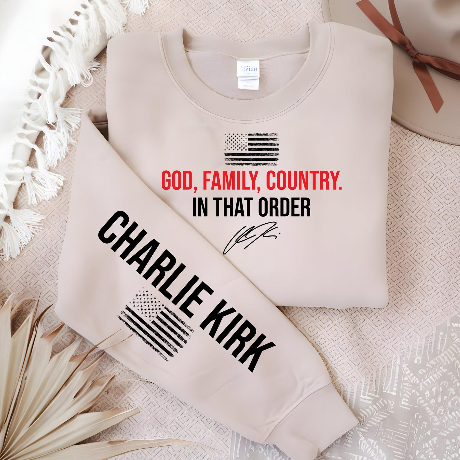 Freedom Charlie Kirk Signature Crewneck sweatshirt Patriotic, we wear red Charlie Kirk birthday
