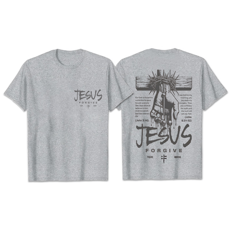 Christianartworkshop Religious Jesus Forgive Crown of Thorns Cross Unisex T-shirt