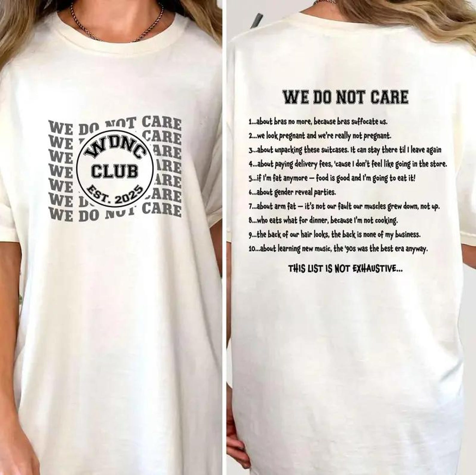 We Do Not Care Club Sweatshirt, 2 Side WDNC Club Hoodie, Motivated Quote Tee, Funny Gen X Shirt, Funny Aging tee