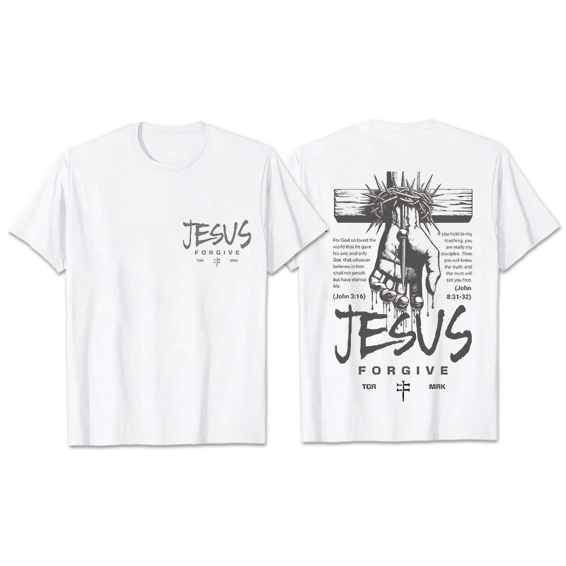 Christianartworkshop Religious Jesus Forgive Crown of Thorns Cross Unisex T-shirt